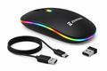 Zenonix Slim Wireless Mouse with Rechargeable Battery, BT + 2.4GHz, 4 Buttons, 800/1200/1600 DPI, Silent Operation, Multicolor LED Light